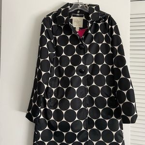 Kate Spade Black and White Polka Dot Hooded Trench Coat